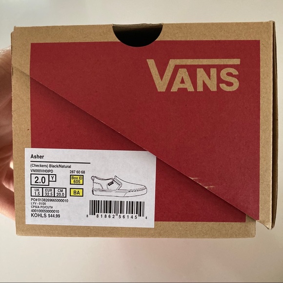 Vans Youth Size 2 Asher Checkers Slip On Sneakers - Picture 9 of 9